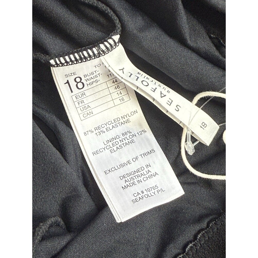 Seafolly Collective V Neck One Piece Swimsuit On Black Sz 14 New - Picture 5 of 8